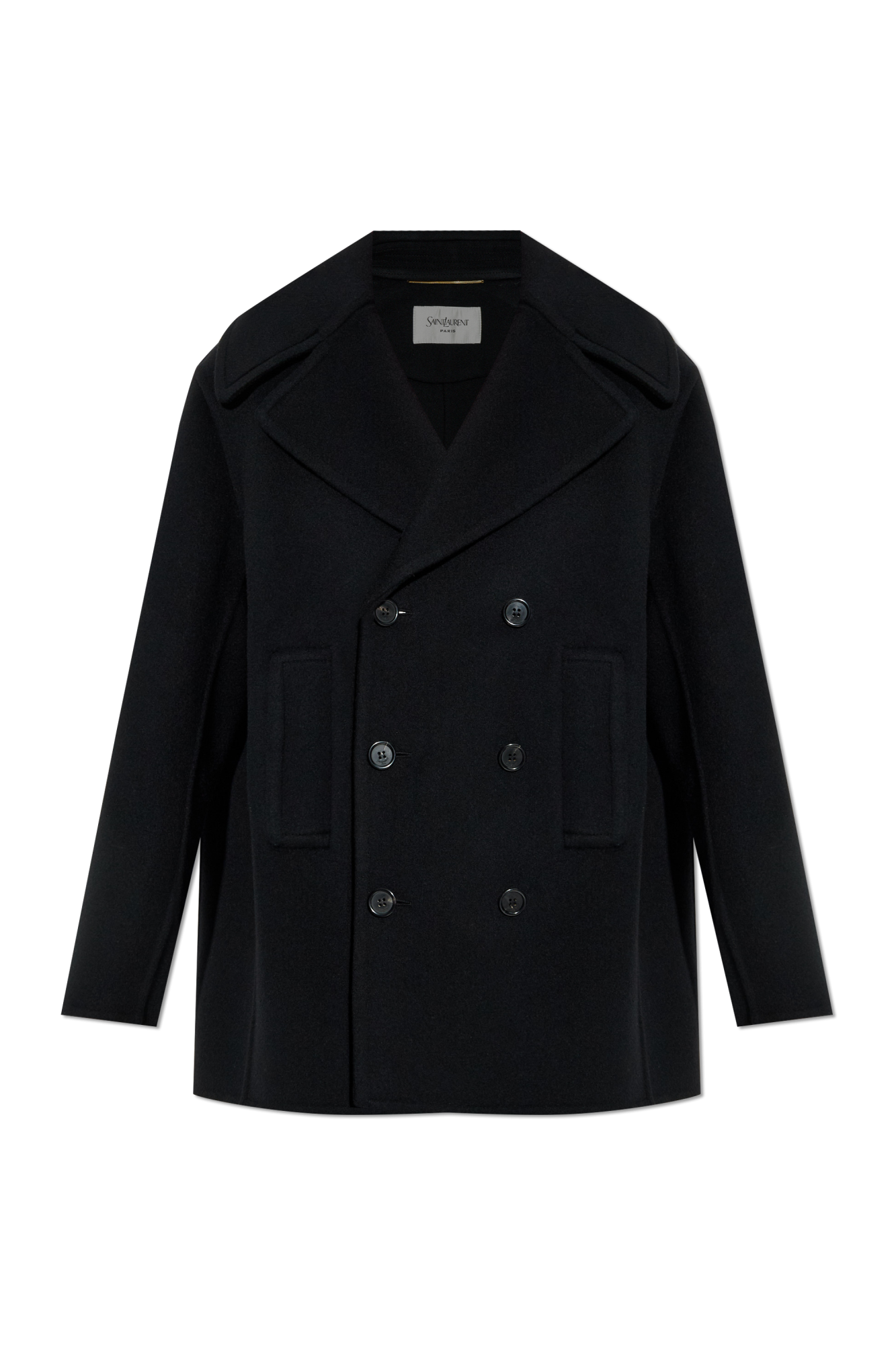 コート Saint Laurent FW25 CABAN DOUBLE WOOL (838047Y060R 1005) Saint Laurent - Black Wool Floor-Length Coat | Mitchell Stores